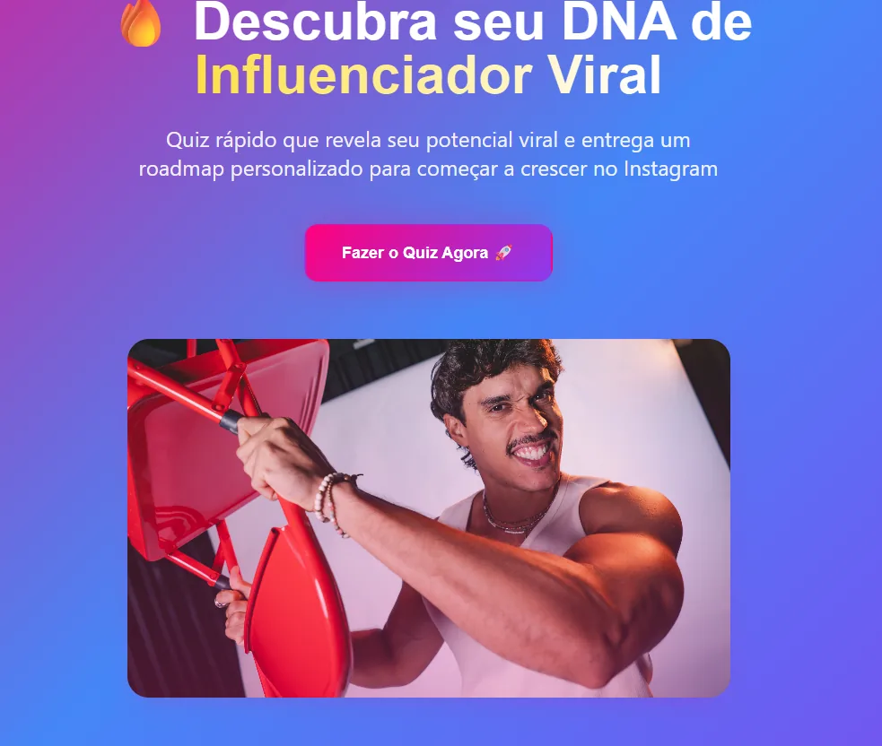 Página do quiz Descubra seu DNA de Influenciador Viral